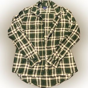 NORTHCREST | M | WOMENS | BUTTON DOWN FLANNEL | DARK GREEN/ YELLOW